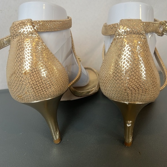 Antonio Melani crystal-embellished shoes Elegant Gold Strappy Women's Heels 8.5 - Picture 5 of 15
